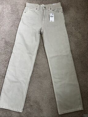 MNG Beige Straight-Leg Jeans NWT